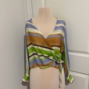 Zara Striped Wrap Blouse